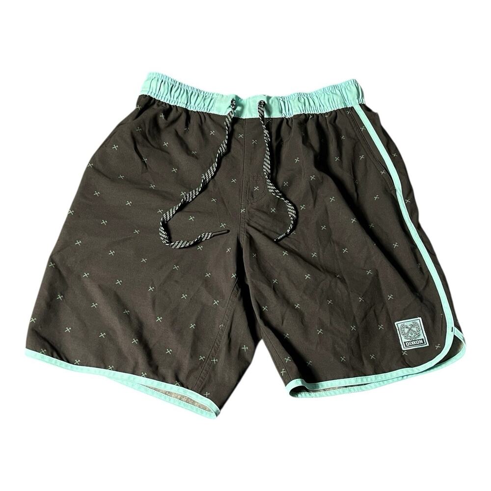 Dixxon Men Finney Chad Shorts Mens Small Quick Dry Swim Trunks Scalloped Leg AOP